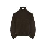Yves Salomon Cashmere Knit Funnel Neck Sweater in Brown | Turtlenecks | Luxury Shoes 