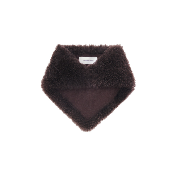 Yves Salomon Cashmere Lambskin Shearling Bandana in Brown | Scarves | Luxury Shoes 