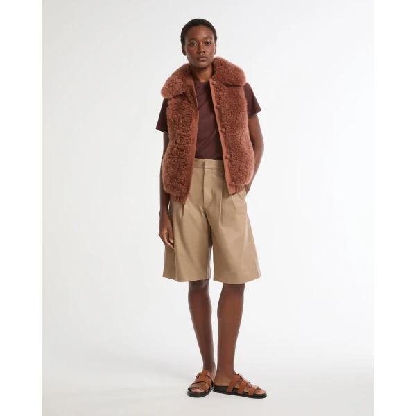 Yves Salomon Cashmere Lambskin and Merino Knit Gilet in Brown | Vests | Luxury Shoes 