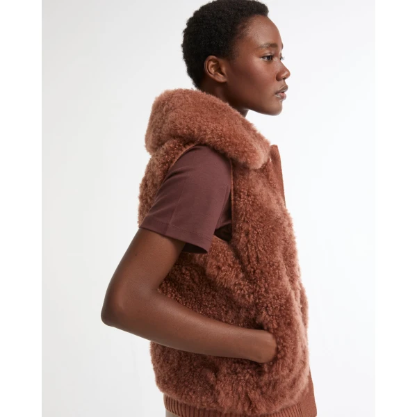 Yves Salomon Cashmere Lambskin and Merino Knit Gilet in Brown | Vests | Luxury Shoes 