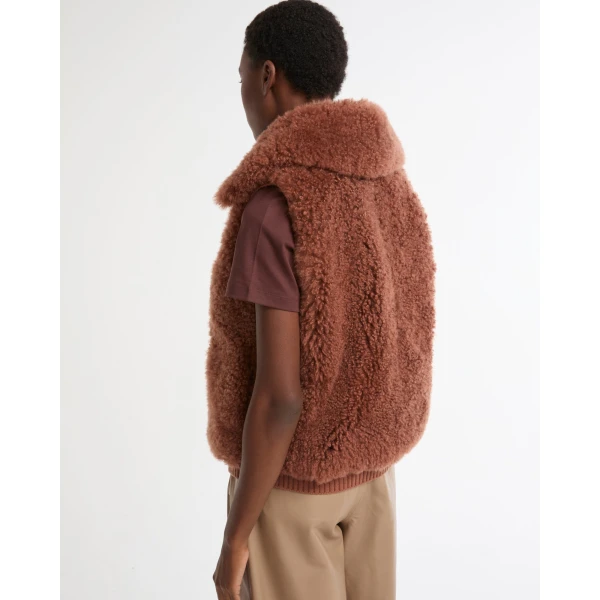 Yves Salomon Cashmere Lambskin and Merino Knit Gilet in Brown | Vests | Luxury Shoes 