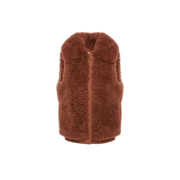 Yves Salomon Cashmere Lambskin and Merino Knit Gilet in Brown | Vests | Luxury Shoes 