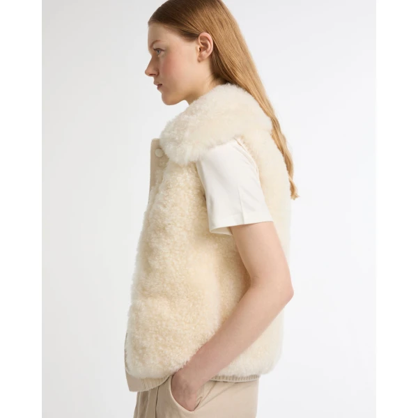 Yves Salomon Cashmere Lambskin and Merino Knit Gilet in White | Vests | Luxury Shoes 