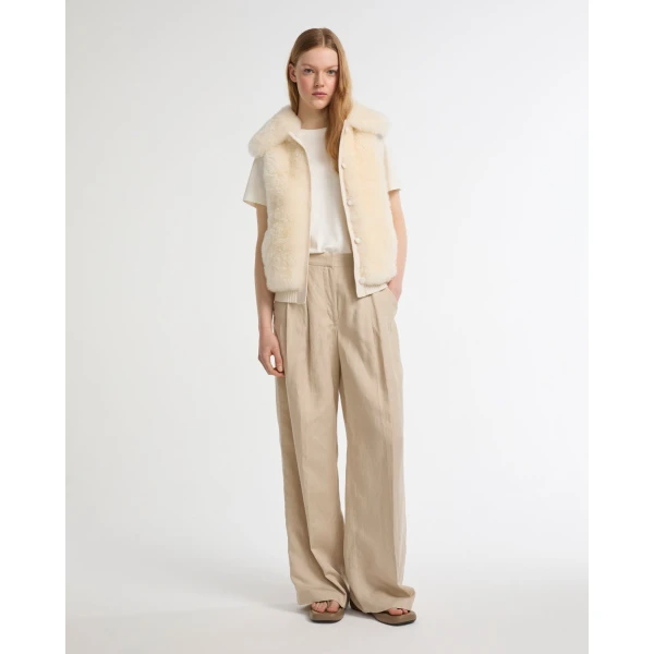 Yves Salomon Cashmere Lambskin and Merino Knit Gilet in White | Vests | Luxury Shoes 