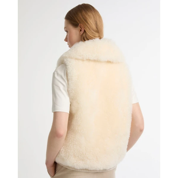 Yves Salomon Cashmere Lambskin and Merino Knit Gilet in White | Vests | Luxury Shoes 