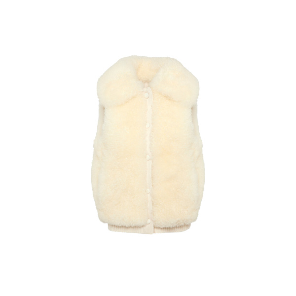 Yves Salomon Cashmere Lambskin and Merino Knit Gilet in White | Vests | Luxury Shoes 