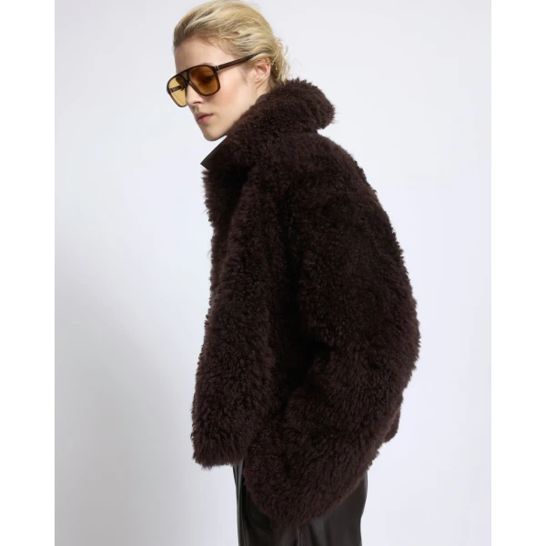 Yves Salomon Cashmere Lambskin and Merino Knit Jacket in Brown | Jackets | Luxury Shoes 