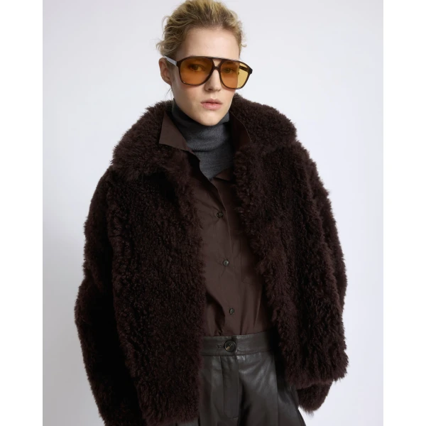 Yves Salomon Cashmere Lambskin and Merino Knit Jacket in Brown | Jackets | Luxury Shoes 