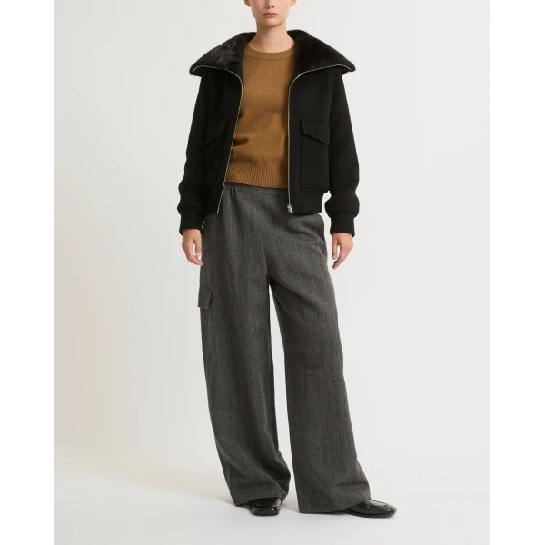 Yves Salomon Cashmere Wool Jacket with Mink Fur Collar in Black | Jackets | Luxury Shoes 