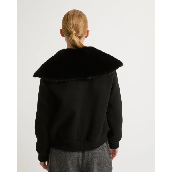 Yves Salomon Cashmere Wool Jacket with Mink Fur Collar in Black | Jackets | Luxury Shoes 