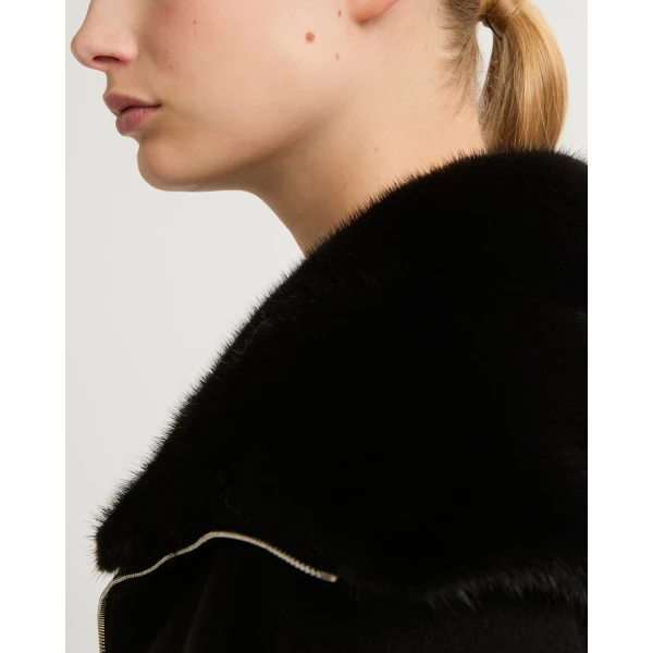Yves Salomon Cashmere Wool Jacket with Mink Fur Collar in Black | Jackets | Luxury Shoes 