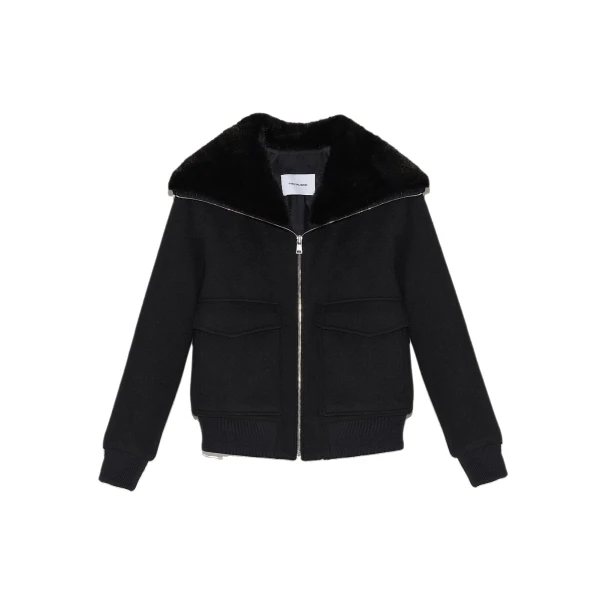 Yves Salomon Cashmere Wool Jacket with Mink Fur Collar in Black | Women | Luxury Shoes 