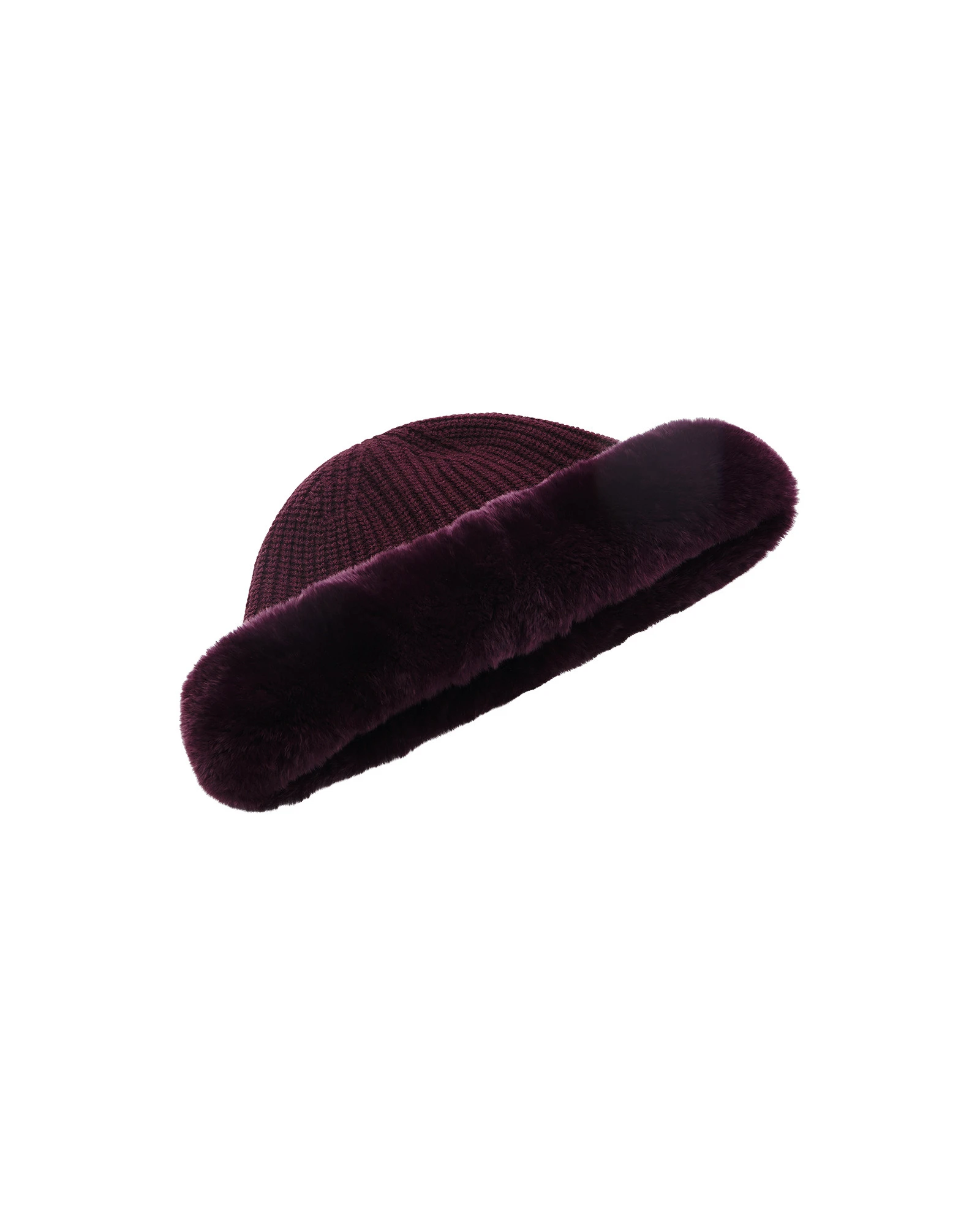 Yves Salomon Cashmere Wool Knit Beanie with Rex Rabbit Fur Turn-Up in Bordeaux Yves Salomon Cashmere Wool Knit Beanie with Rex Rabbit Fur Turn-Up in Bordeaux | Hats | Luxury Shoes