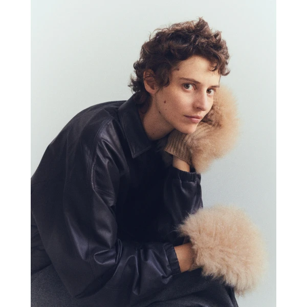 Yves Salomon Cashmere Wool Knit Mittens with Cashmere Lambskin in Beige | Gloves | Luxury Shoes 