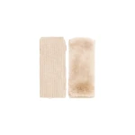 Yves Salomon Cashmere Wool and Rex Rabbit Fur Fingerless Gloves in Beige | Women | Luxury Shoes 