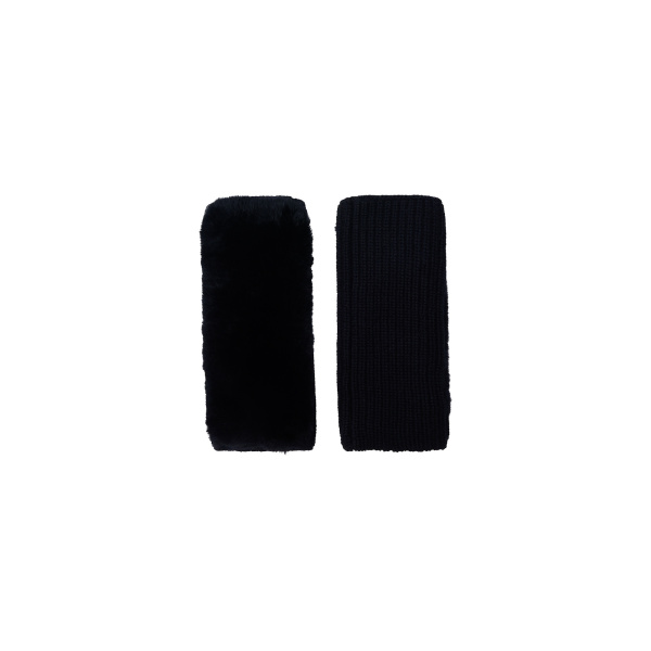 Yves Salomon Cashmere Wool and Rex Rabbit Fur Fingerless Gloves in Black | Gloves | Luxury Shoes 