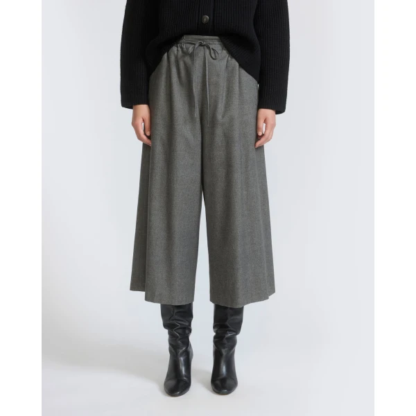 Yves Salomon Cashmere and Cotton Culottes in Grey | Wide leg pants | Luxury Shoes 