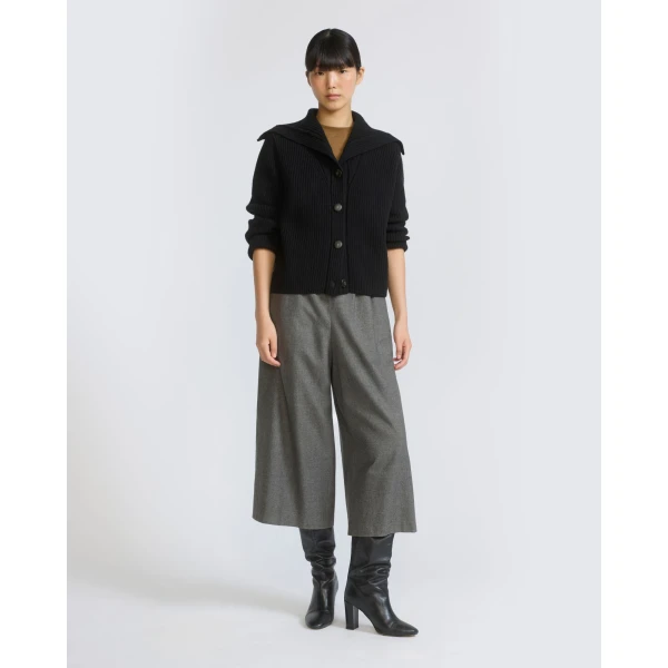 Yves Salomon Cashmere and Cotton Culottes in Grey | Wide leg pants | Luxury Shoes 