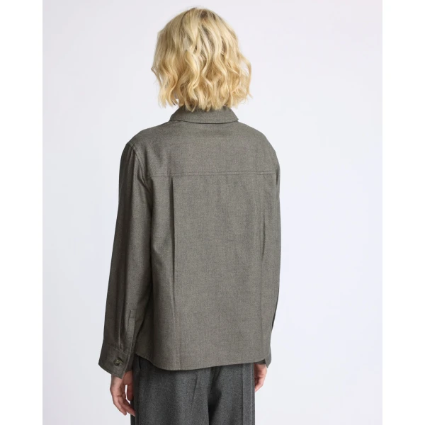Yves Salomon Cashmere and Cotton Polo Collar Blouse in Grey | Blouse | Luxury Shoes 