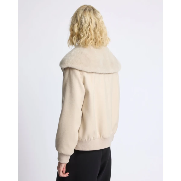 Yves Salomon Cropped Cashmere-Blend Blouson with Removable Mink Collar in Beige | Jackets | Luxury Shoes 