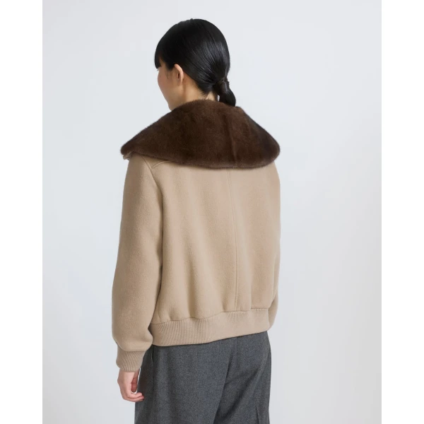 Yves Salomon Cropped Cashmere-Blend Blouson with Removable Mink Collar in Beige | Jackets | Luxury Shoes 