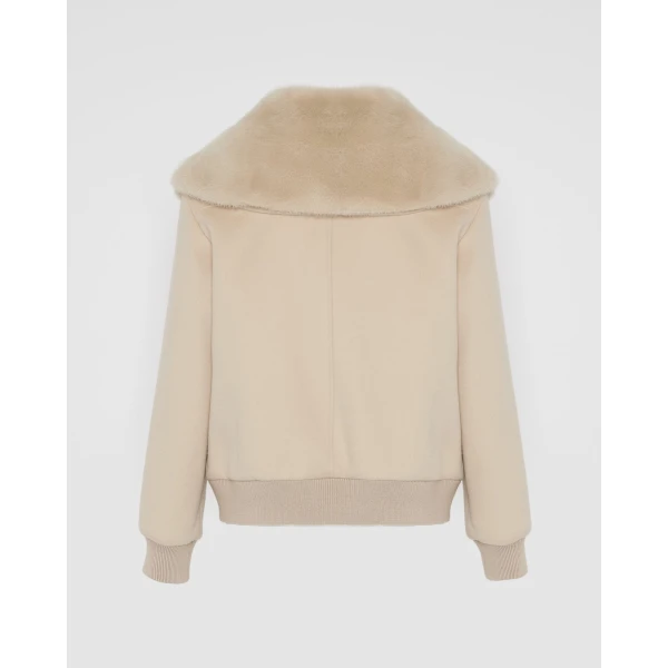 Yves Salomon Cropped Cashmere-Blend Blouson with Removable Mink Collar in Beige | Jackets | Luxury Shoes 