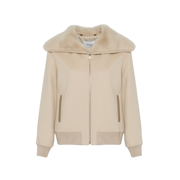Yves Salomon Cropped Cashmere-Blend Blouson with Removable Mink Collar in Beige | Jackets | Luxury Shoes 