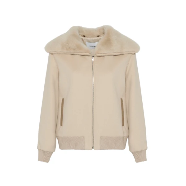 Yves Salomon Cropped Cashmere-Blend Blouson with Removable Mink Collar in Beige | Jackets | Luxury Shoes 