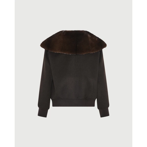 Yves Salomon Cropped Cashmere-Blend Blouson with Removable Mink Collar in Brown | Jackets | Luxury Shoes 