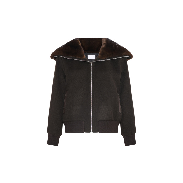 Yves Salomon Cropped Cashmere-Blend Blouson with Removable Mink Collar in Brown | Jackets | Luxury Shoes 
