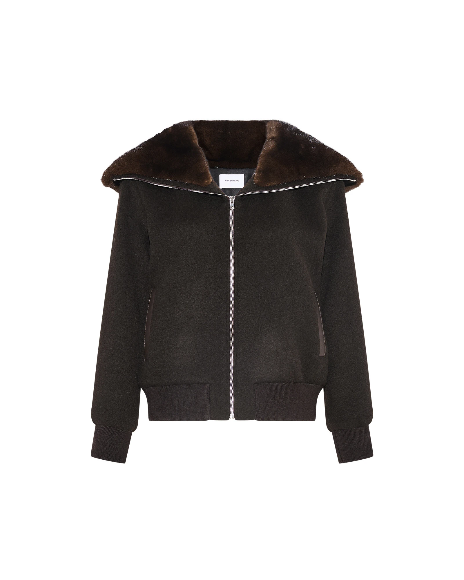 Yves Salomon Cropped Cashmere-Blend Blouson with Removable Mink Collar in Brown Yves Salomon Cropped Cashmere-Blend Blouson with Removable Mink Collar in Brown | Jackets | Luxury Shoes