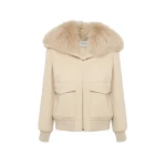 Yves Salomon Cropped Cashmere Wool Jacket with Fox Fur Collar in Beige | Women | Luxury Shoes 