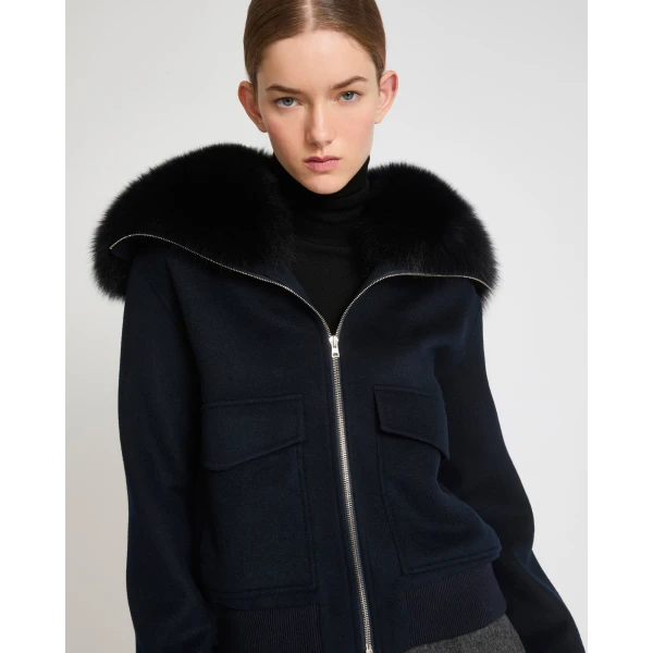 Yves Salomon Cropped Cashmere Wool Jacket with Fox Fur Collar in Beige | Jackets | Luxury Shoes 