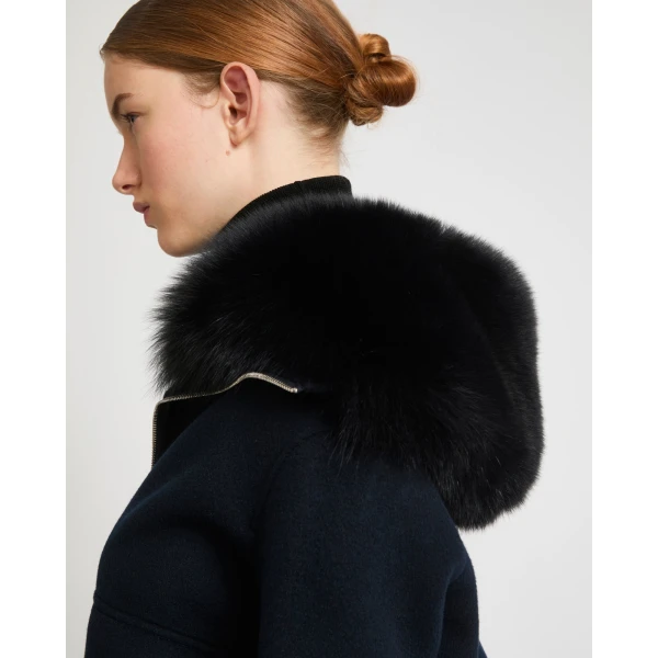 Yves Salomon Cropped Cashmere Wool Jacket with Fox Fur Collar in Beige | Jackets | Luxury Shoes 