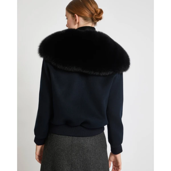 Yves Salomon Cropped Cashmere Wool Jacket with Fox Fur Collar in Beige | Jackets | Luxury Shoes 