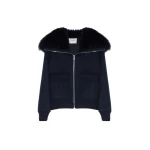Yves Salomon Cropped Cashmere Wool Jacket with Fox Fur Collar in Beige | Women | Luxury Shoes 