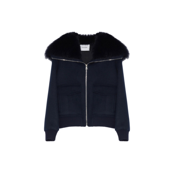 Yves Salomon Cropped Cashmere Wool Jacket with Fox Fur Collar in Beige | Women | Luxury Shoes 