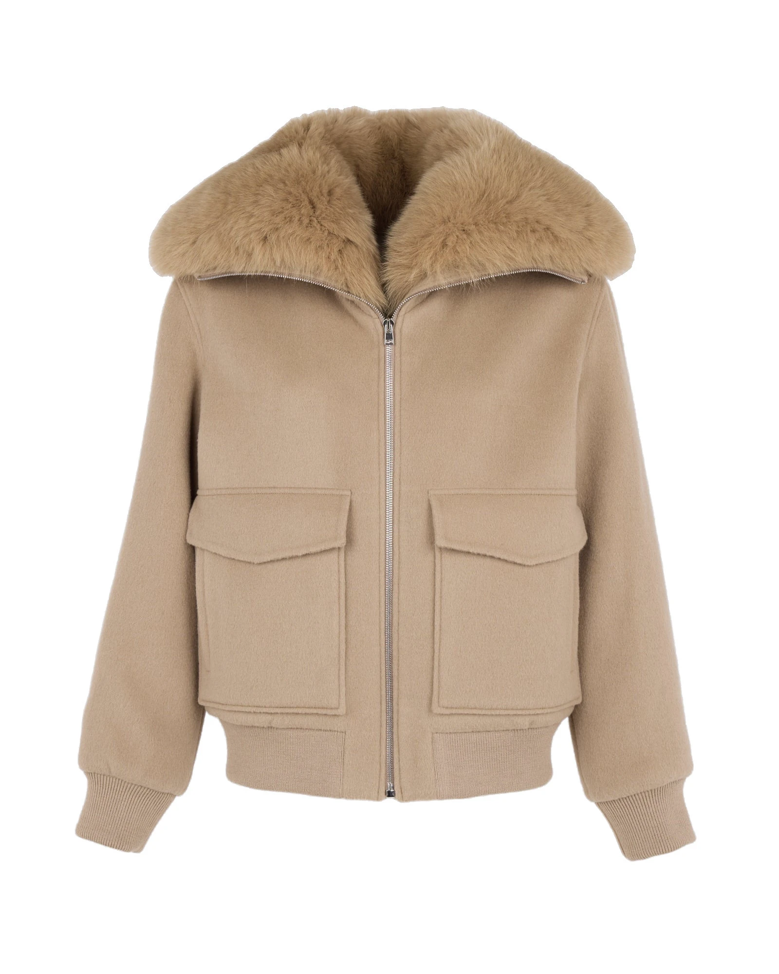 Yves Salomon Cropped Cashmere Wool Jacket with Fox Fur Collar in Beige Yves Salomon Cropped Cashmere Wool Jacket with Fox Fur Collar in Beige | Women | Luxury Shoes