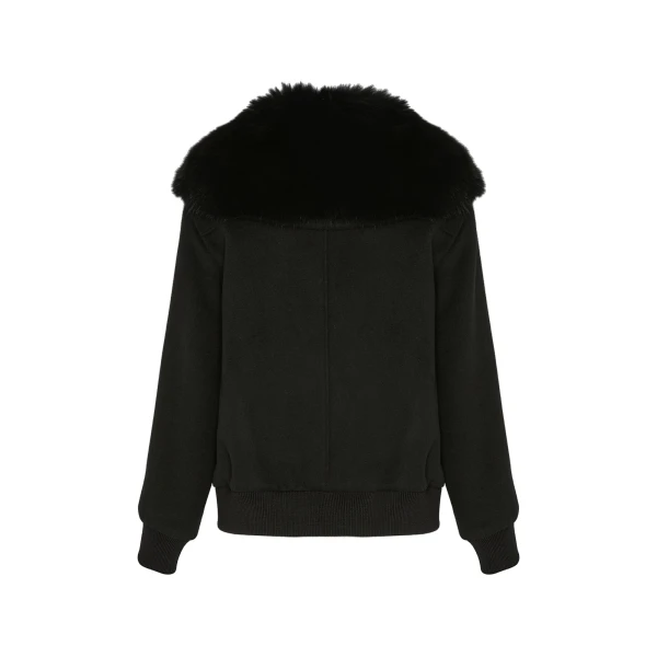 Yves Salomon Cropped Cashmere Wool Jacket with Fox Fur Collar in Black | Women | Luxury Shoes 