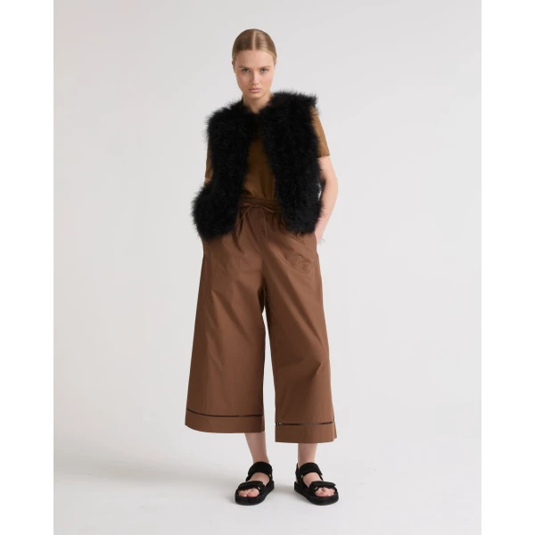 Yves Salomon Cropped Feather Gilet in Black | Vests | Luxury Shoes 