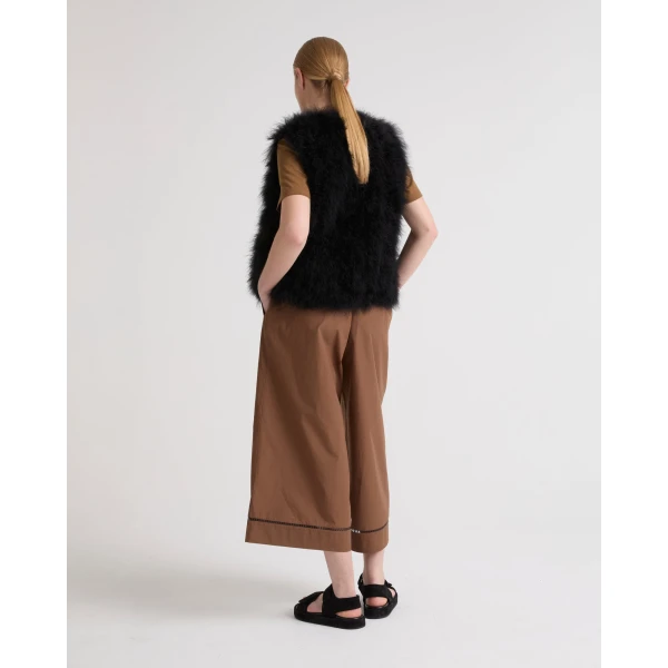 Yves Salomon Cropped Feather Gilet in Black | Vests | Luxury Shoes 