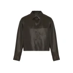 Yves Salomon Cropped Lambskin Leather Shirt in Brown | Shirts | Luxury Shoes 