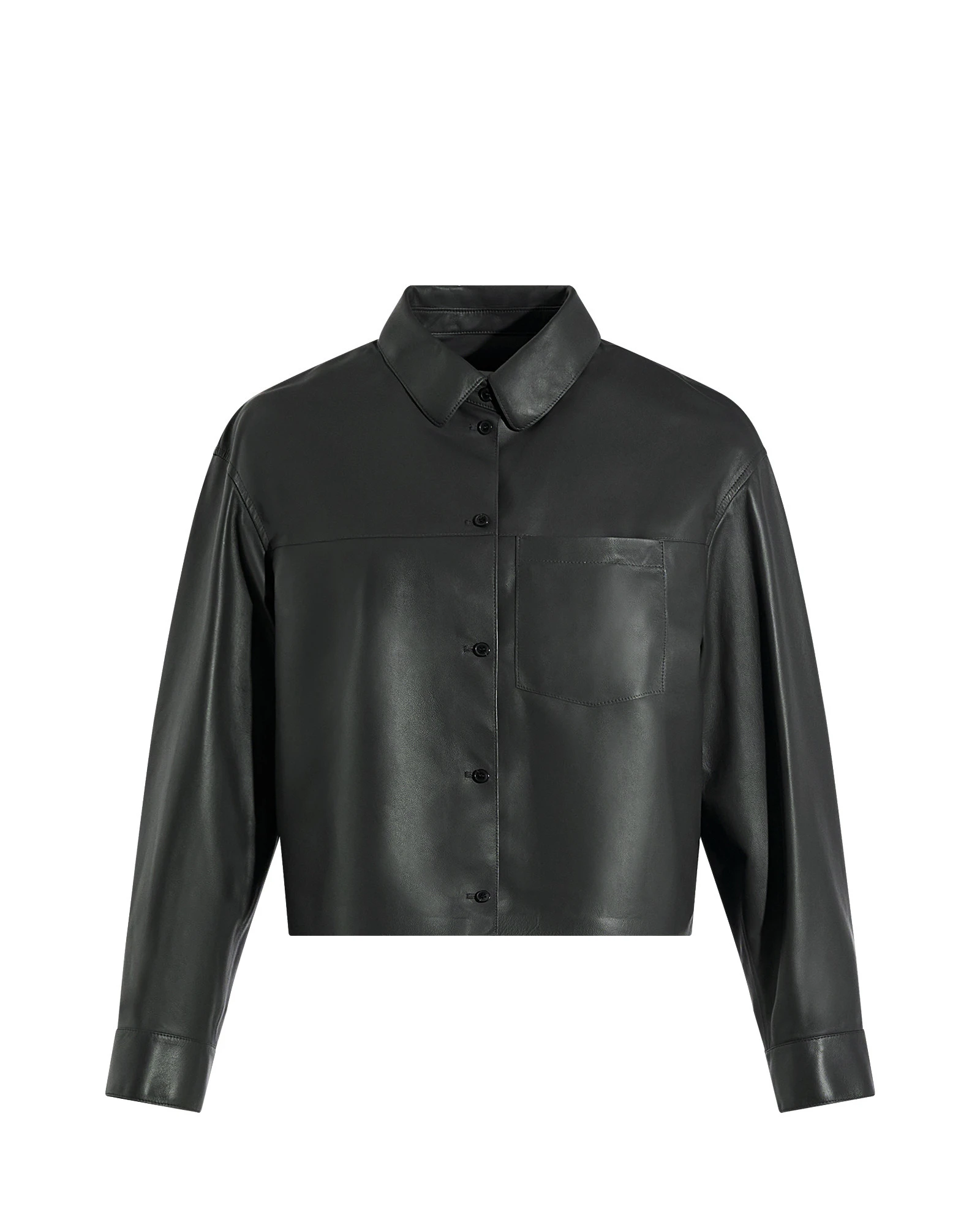 Yves Salomon Cropped Lambskin Leather Shirt in Grey Yves Salomon Cropped Lambskin Leather Shirt in Grey | Shirts | Luxury Shoes