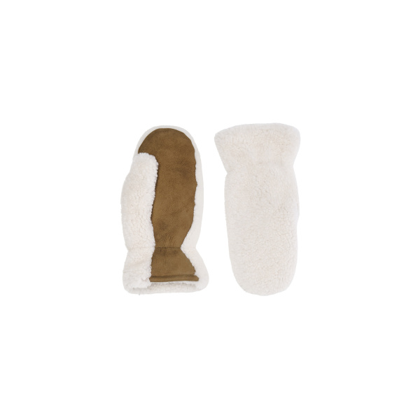 Yves Salomon Curly Merino Lambskin Mittens in Camel | Gloves | Luxury Shoes 