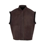 Yves Salomon Curly Merino Lambskin Sleeveless Gilet in Brown | Vests | Luxury Shoes 