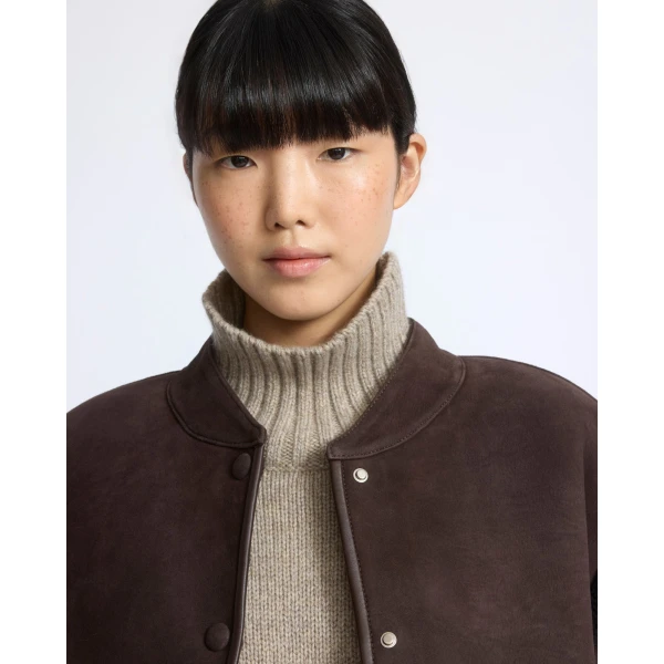 Yves Salomon Curly Merino Lambskin Sleeveless Gilet in Brown | Vests | Luxury Shoes 