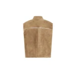 Yves Salomon Curly Merino Lambskin Sleeveless Gilet in Camel | Vests | Luxury Shoes 