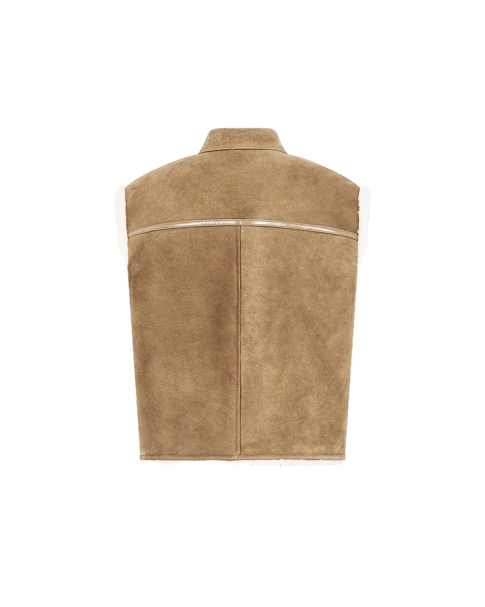 Yves Salomon Curly Merino Lambskin Sleeveless Gilet in Camel Yves Salomon Curly Merino Lambskin Sleeveless Gilet in Camel | Vests | Luxury Shoes