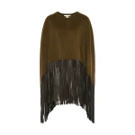 Yves Salomon Double-Face Wool and Cashmere Cape with Lambskin Fringes in Brown | Wool Coat | Luxury Shoes 