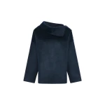 Yves Salomon Double-Sided Cashmere Wool Funnel Neck Blouse in Navy | Blouse | Luxury Shoes 